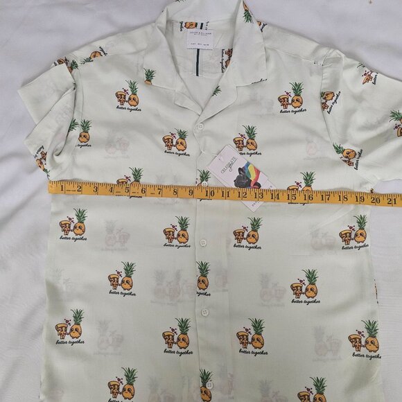 Denim & Flower Better Together Pizza & Pineapple Print Button Front Men's S, NWT - Picture 14 of 15